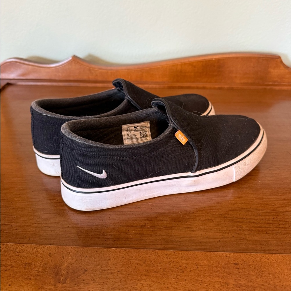 Nike Black Slip-On Sneakers with White Sole